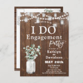 I Do Elegant Eucalyptus Mason Jar Engagement Party Einladungspostkarte (Vorne/Hinten)