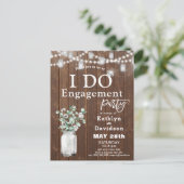 I Do Elegant Eucalyptus Mason Jar Engagement Party Einladungspostkarte (Stehend Vorderseite)