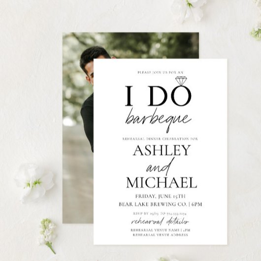 I DO GRILLEN Black & White Script Foto Probe Einladung