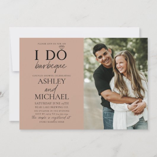 I Do GRILLEN Blush Brown 2 Foto Einfache Script Du Einladung (Vorderseite)