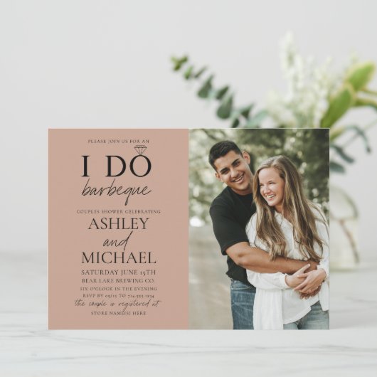 I Do GRILLEN Blush Brown 2 Foto Einfache Script Du Einladung (Stehend Vorderseite)