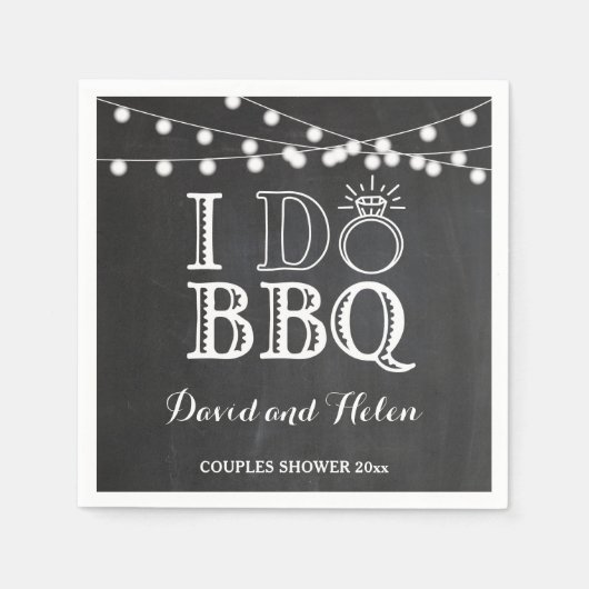 I DO GRILLEN Chalkboard Wedding Engagment Napkin Serviette (Vorderseite)