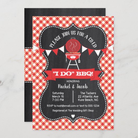 I DO GRILLEN Chalkboared Wedding Engagement Party Einladung (Vorne/Hinten)