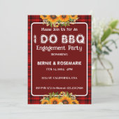 I DO GRILLEN Checkered Sunflower Engagement Party Einladung (Stehend Vorderseite)