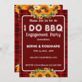 I DO GRILLEN Checkered Sunflower Engagement Party Einladung (Vorne/Hinten)