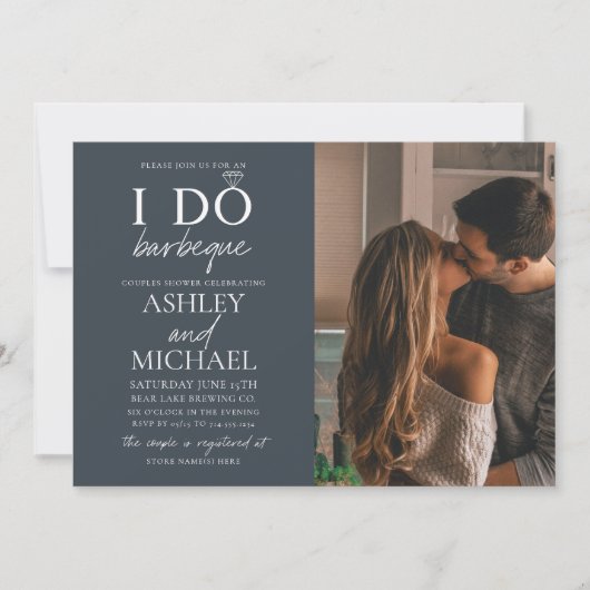 I Do GRILLEN Dusty Blue 2 Foto Einfache Script Dus Einladung (Vorderseite)