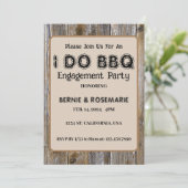 I DO GRILLEN Elegante Rustic Wood Engagement Party Einladung (Stehend Vorderseite)