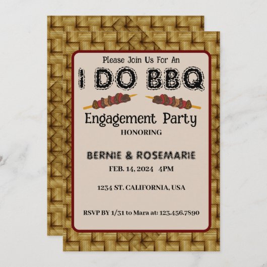 I DO GRILLEN Elegante Rustikale Weaving Engagement Einladung (Vorne/Hinten)