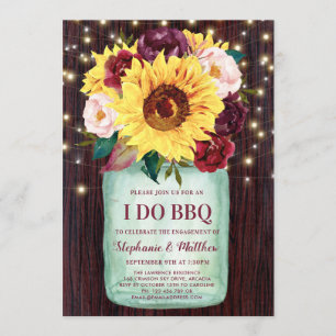 I Do GRILLEN Mason Jar Sunflowers Engagement Party Einladung