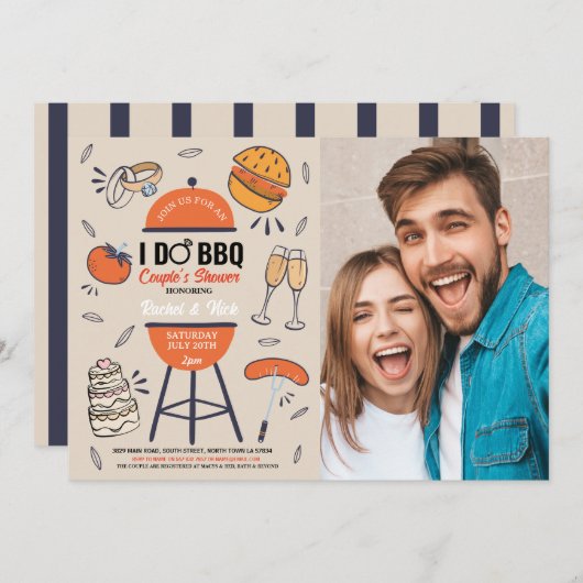 I DO GRILLEN Paare Dusche Verlobung Foto Garten Einladung (Vorne/Hinten)
