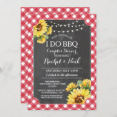 I DO GRILLEN Paares Dusche Sonnenblume Gingham Einladung (Vorne/Hinten)