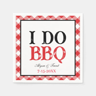 I DO GRILLEN Red Gingham Barbeque Paper Napkin Serviette