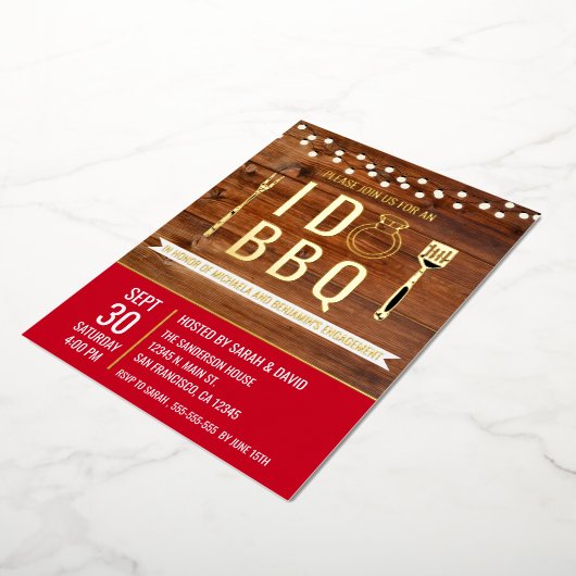 I Do GRILLEN Rustic Engagement Party Paare Dusche Folieneinladung (Gedreht)