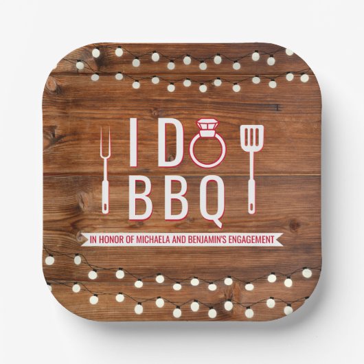 I Do GRILLEN Rustic Engagement Party Paare Dusche Pappteller (Vorderseite)