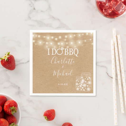 I Do GRILLEN Rustic Kraft Mason Jar Verlobung Napk Serviette (Beispiel)
