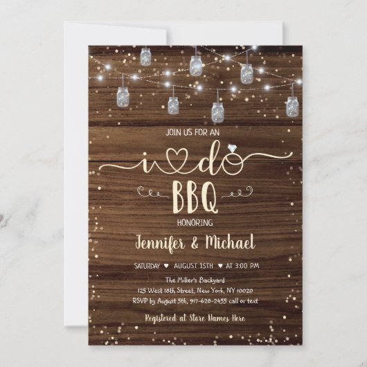I Do GRILLEN String Lights Brautparty Einladung (Vorderseite)