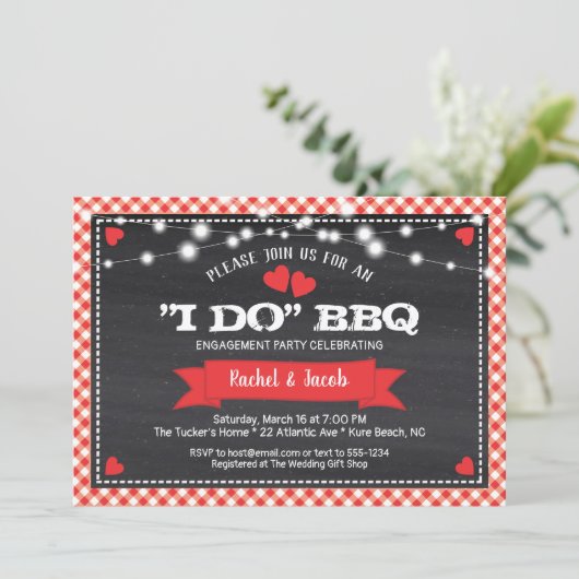 I DO GRILLEN String Lights Dusche Engagement Party Einladung (Stehend Vorderseite)