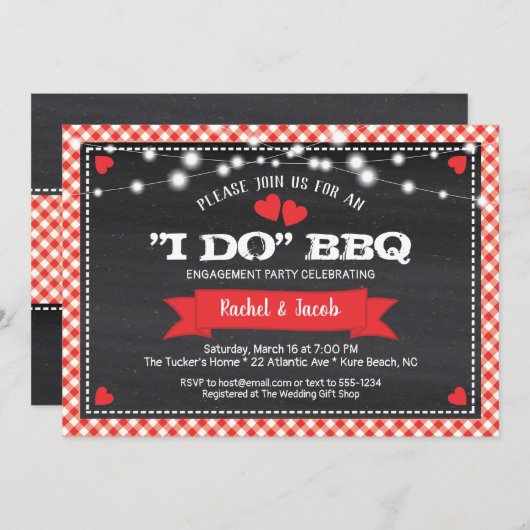 I DO GRILLEN String Lights Dusche Engagement Party Einladung (Vorne/Hinten)