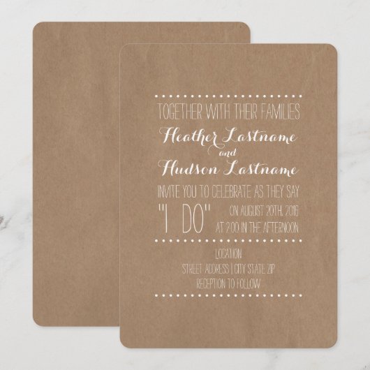 "I Do"-Hochzeit  Pappe Einladung (Vorne/Hinten)