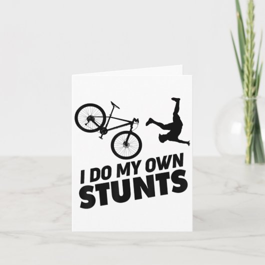 I Do My Own Stunts Funny Mountain Bike Karte (Vorderseite)