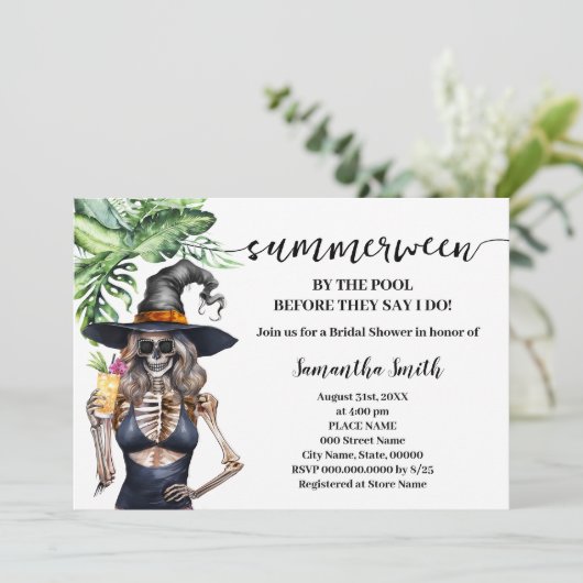 I do Party by the Pool Summerween Bridal Shower Einladung (Stehend Vorderseite)