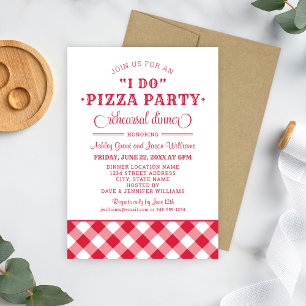 I Do Pizza Party Red Wedding Rehearsal Dinner Einladung