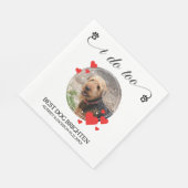 I Do Too Red Hearts Dog Photo Wedding Serviette (Ecke)