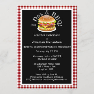 I Do und GRILLEN Gingham Hamburger Lässig Wedding Einladung