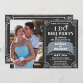 I DO Verlobung 4 Foto Black Chalkboard GRILLEN Par Einladung (Vorne/Hinten)