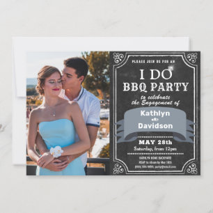 I DO Verlobung 4 Foto Black Chalkboard GRILLEN Par Einladung