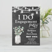 I DO Verlobung Eucalyptus Floral Chalkboard Party Einladung (Stehend Vorderseite)