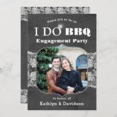 I DO Verlobung Foto Elegante Lace Chalkboard GRILL Einladung (Vorne/Hinten)