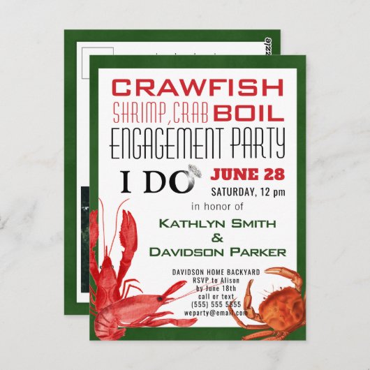 I DO Verlobung Foto Meeresfrüchte Party Einladung Postkarte (Vorne/Hinten)