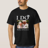 I DO Verlobung Ring Couple Foto Name Minimalistisc T-Shirt (Vorderseite)