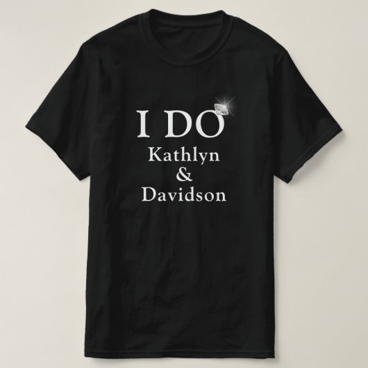 I DO Verlobung Ring Paare Name Minimalistisch Spaß T-Shirt (Design vorne)