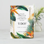 "I DO" Vögel des Paradieses Bliss Save The Date (Stehend Vorderseite)