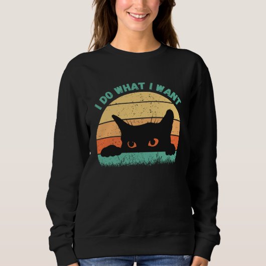 I Do What I Want Cat Retro Cat Cat 17 Sweatshirt (Vorderseite)
