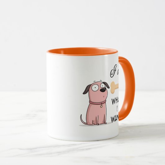 I Do What I Want Dog Mug – Cute Rebel Pup Illustra Tasse (VorderseiteRechts)