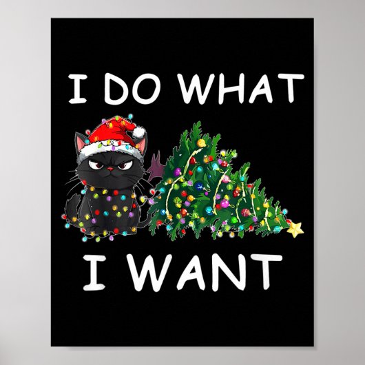 I Do What I Want Funny Christmas Black Cat Xmas Poster (Vorne)