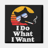 I Do What Want Cool Funny Cat & Retro Sungles Magnet (Vorne)