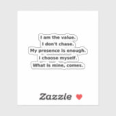 I Don’t Chase. I Command. | Self-Love Affirmation  Aufkleber (Blatt)