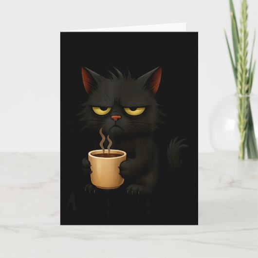 I Don't Do Mornings Funny Quote Black Cat Lover Gi Karte (Vorderseite)