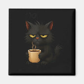 I Don't Do Mornings Funny Quote Black Cat Lover Gi Magnet (Vorne)