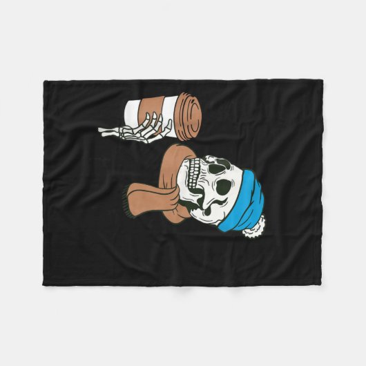 I Dont Do Winter Well Funny Coffee Skull Fleecedecke (Vorderseite (Horizontal))