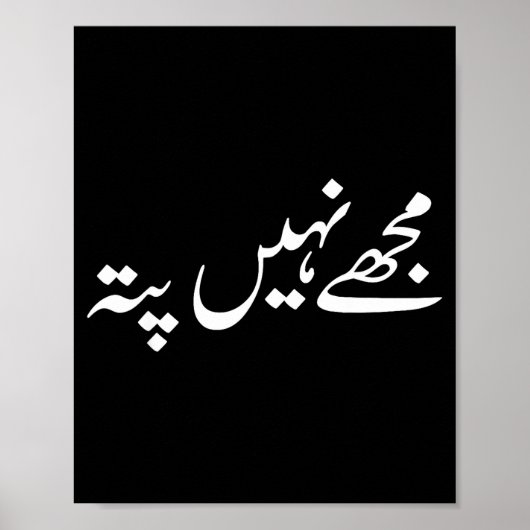 I Don't Know But In Urdu Funny Pakistani Saying  Poster (Vorne)