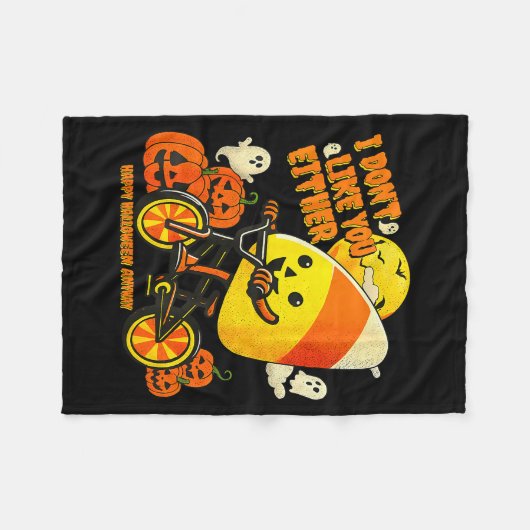 I Don't Like You Either Happy Halloween Anyway Can Fleecedecke (Vorderseite (Horizontal))