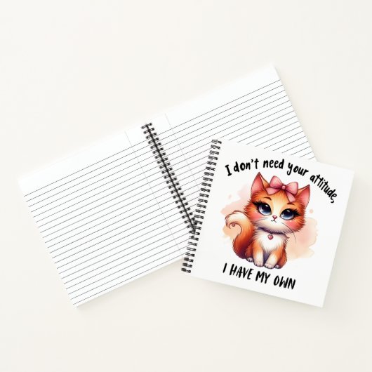 I Don't Need Your Attitude Funny Cat Lover Gift Notizblock (Innenseite)