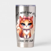 I Don't Need Your Attitude Funny Cat Lover Gift  Thermobecher (Rückseite)