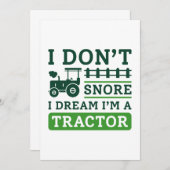I Don't Snore I Dream I'm A Tractor Dankeskarte (Vorne/Hinten)