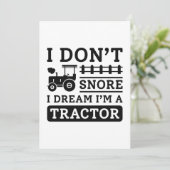I Don't Snore I Dream I'm A Tractor Dankeskarte (Stehend Vorderseite)